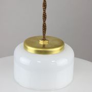 Mid-century Italian White Glass and Brass Pendant Lamp