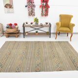 Tapis Kilim fait main rouge clair bleu 5x7 158x247 cm