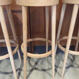 Suite of 4 Baumann stools in raw wood