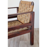 Vintage wooden armchair and braided rope circa 1950