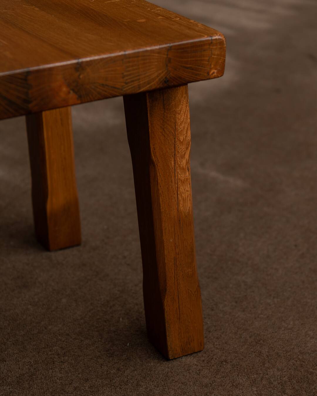 Brutalist Solid Oak Nesting Tables (Set of 3) – Dutch 1970s