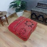 Handmade Berber pouf in wool 60 X 60 X 20 CM