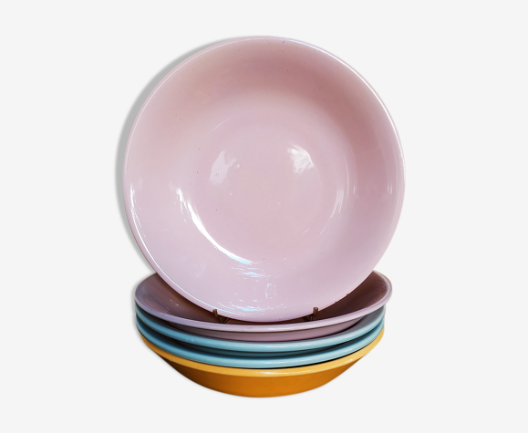 5 assiettes mi creuses en faience