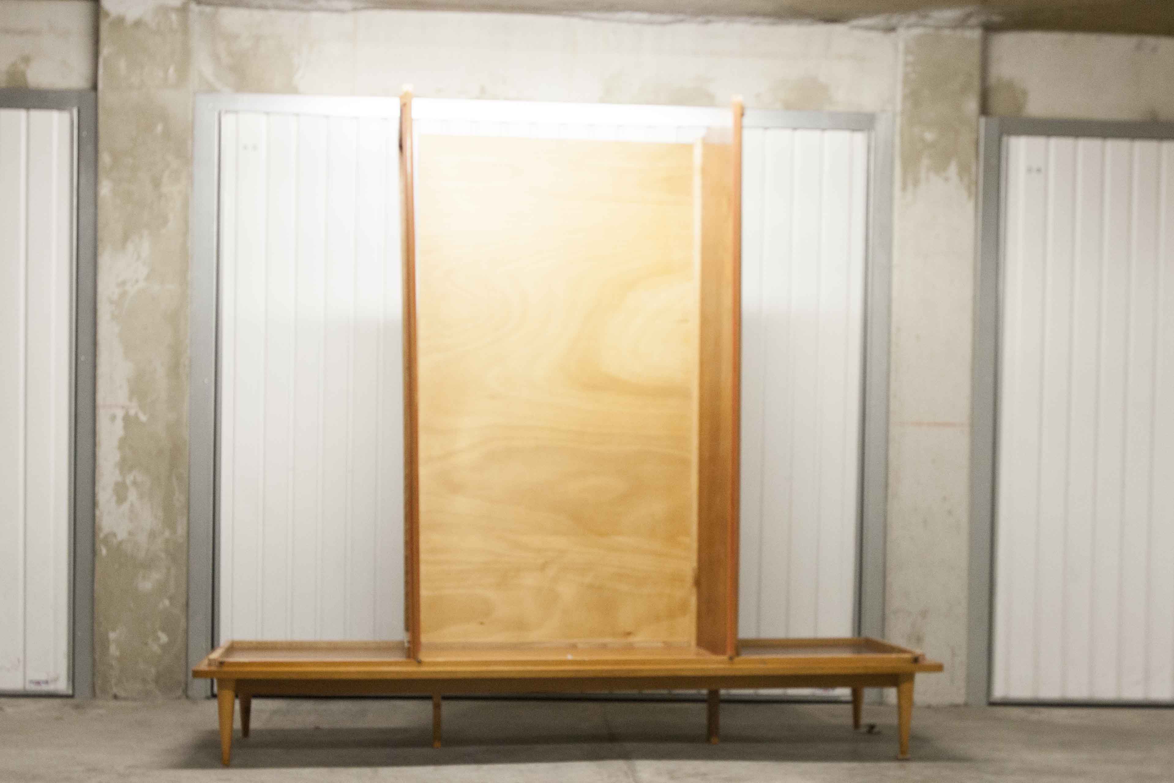 Scandinavian wardrobe 1960 honey color 4 doors L 205 cm