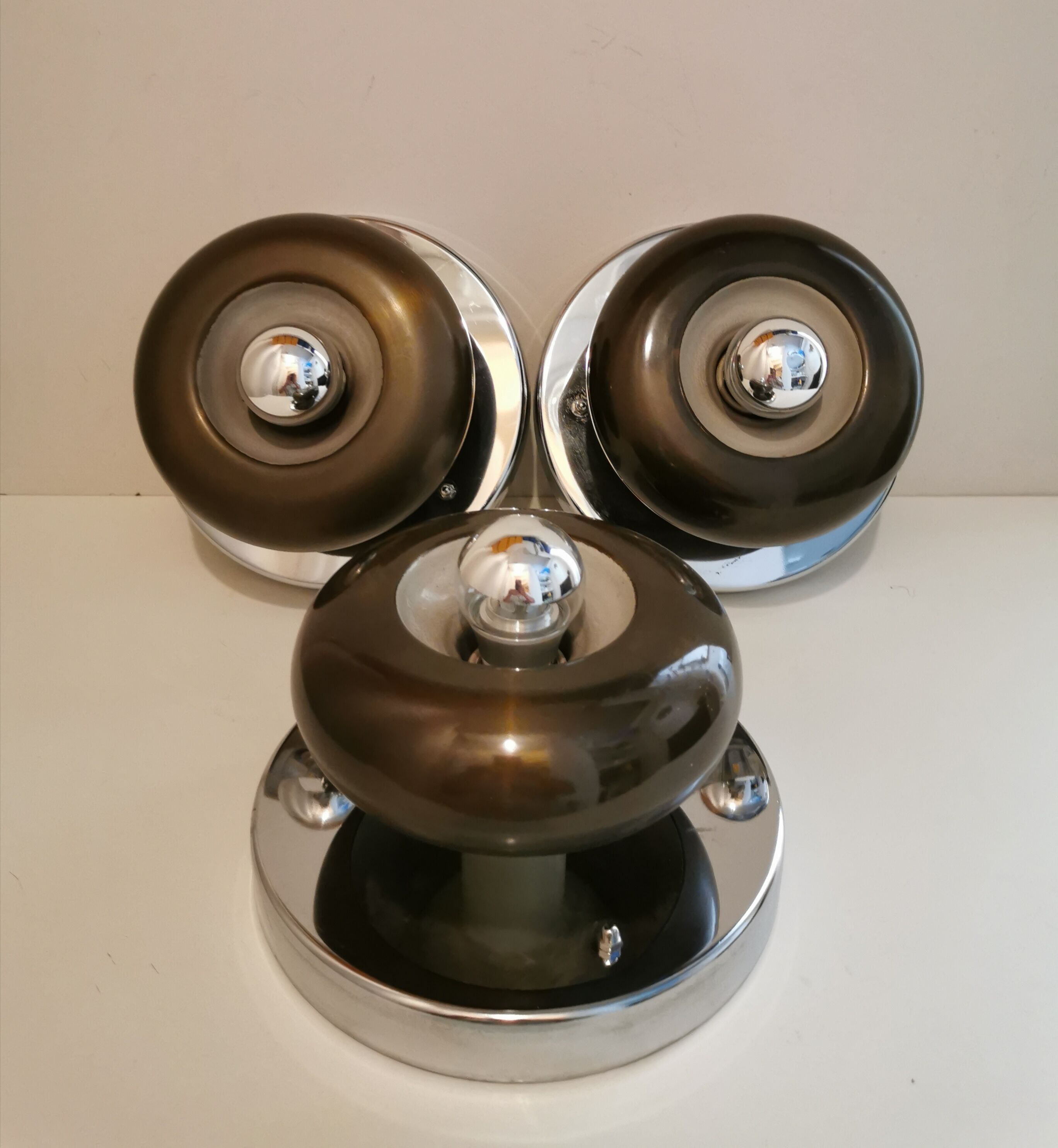 Set of 3 vintage space age sconces 60/70