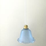 Blue glass tulip suspension lamp