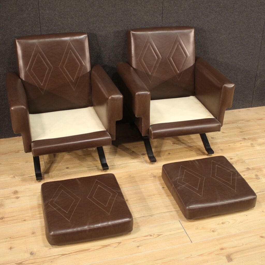 Pair of Italian design armchairs in skai