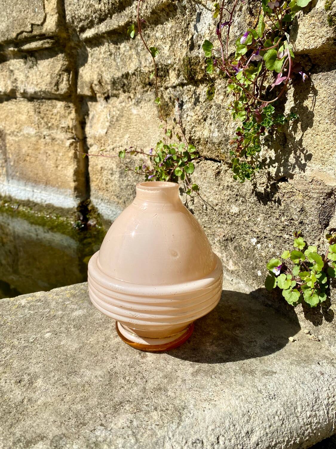 Old pink vase lamp base