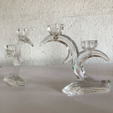 Pair of glass candle holders 70s