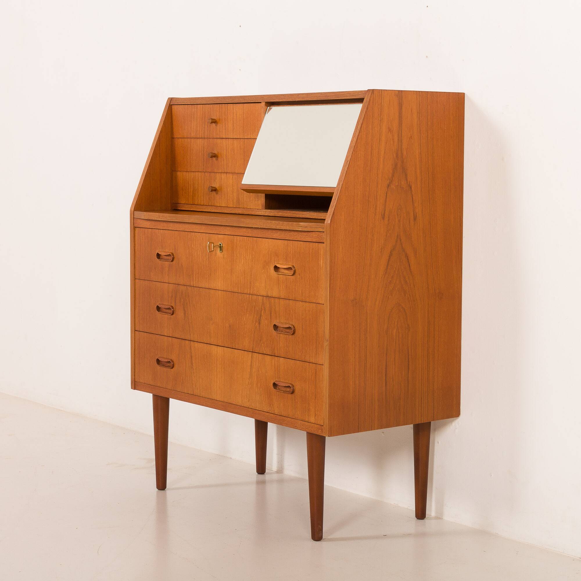 Danish teak secretaire with hidden vanity, 1960s