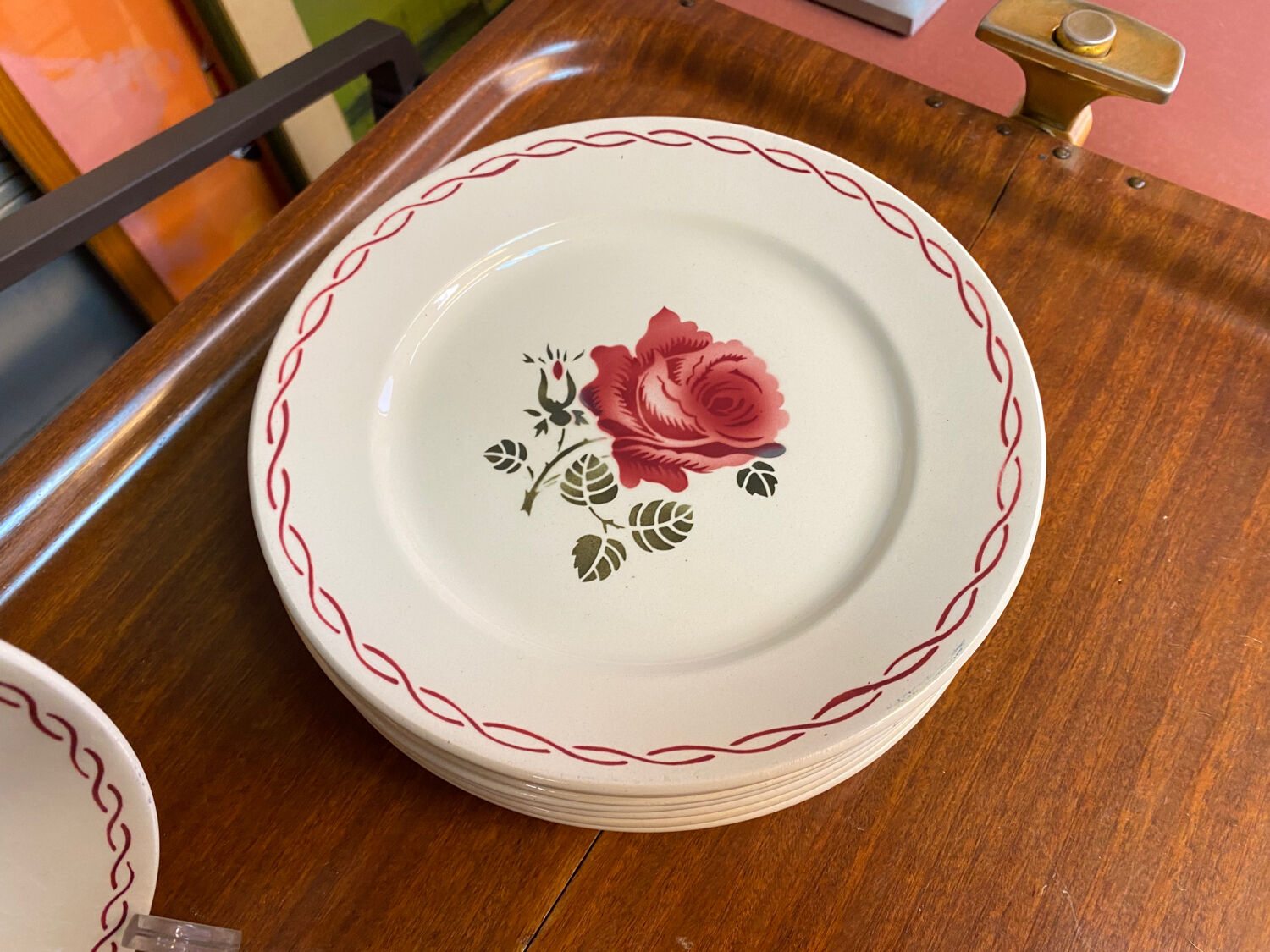 Dessert service 9 vintage Badonviller porcelain plates from the 60s