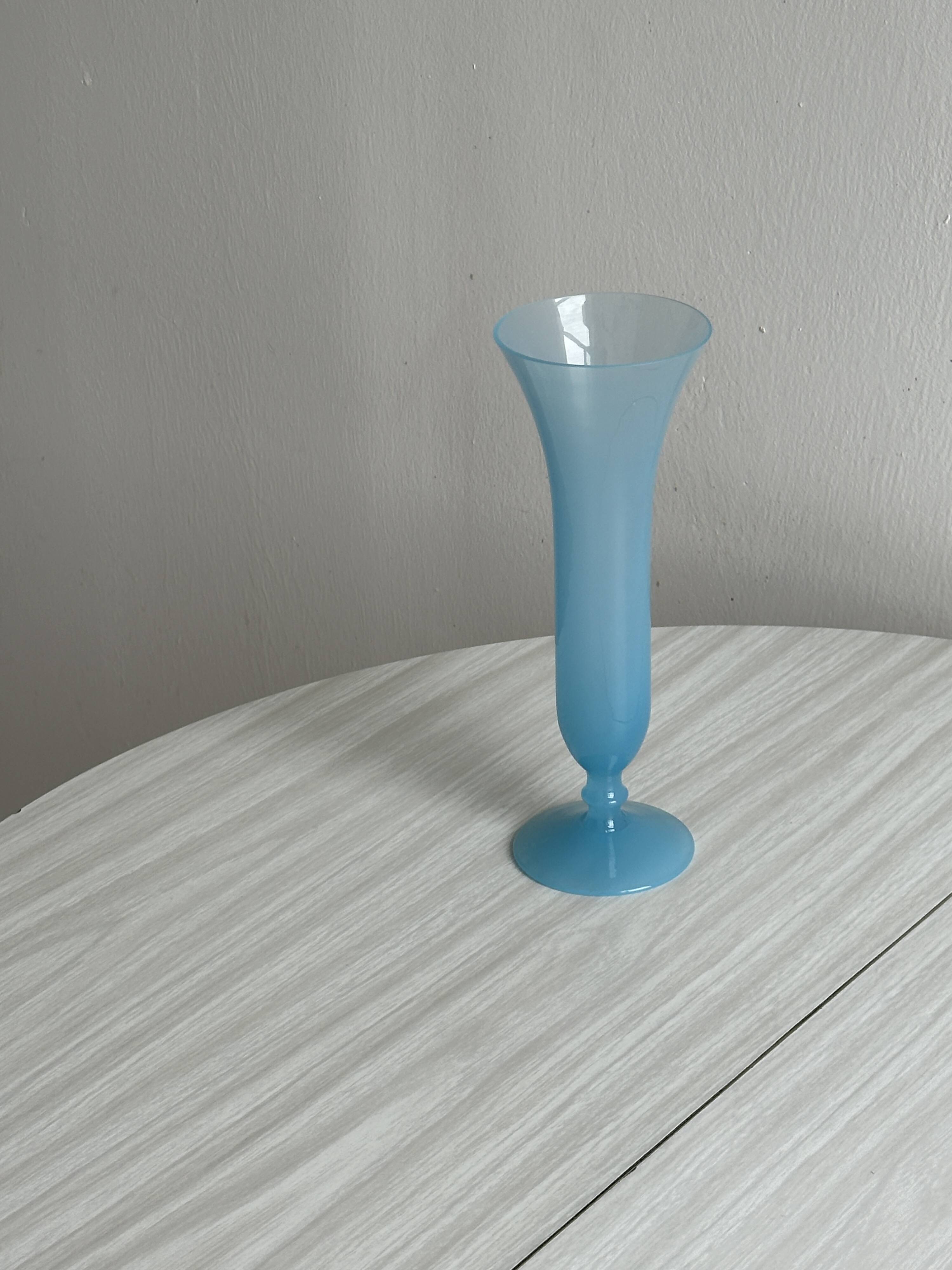 Blue opaline glass vase