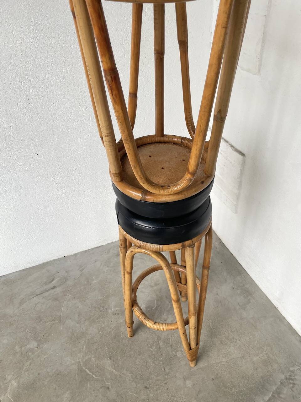 Pair of high rattan stools