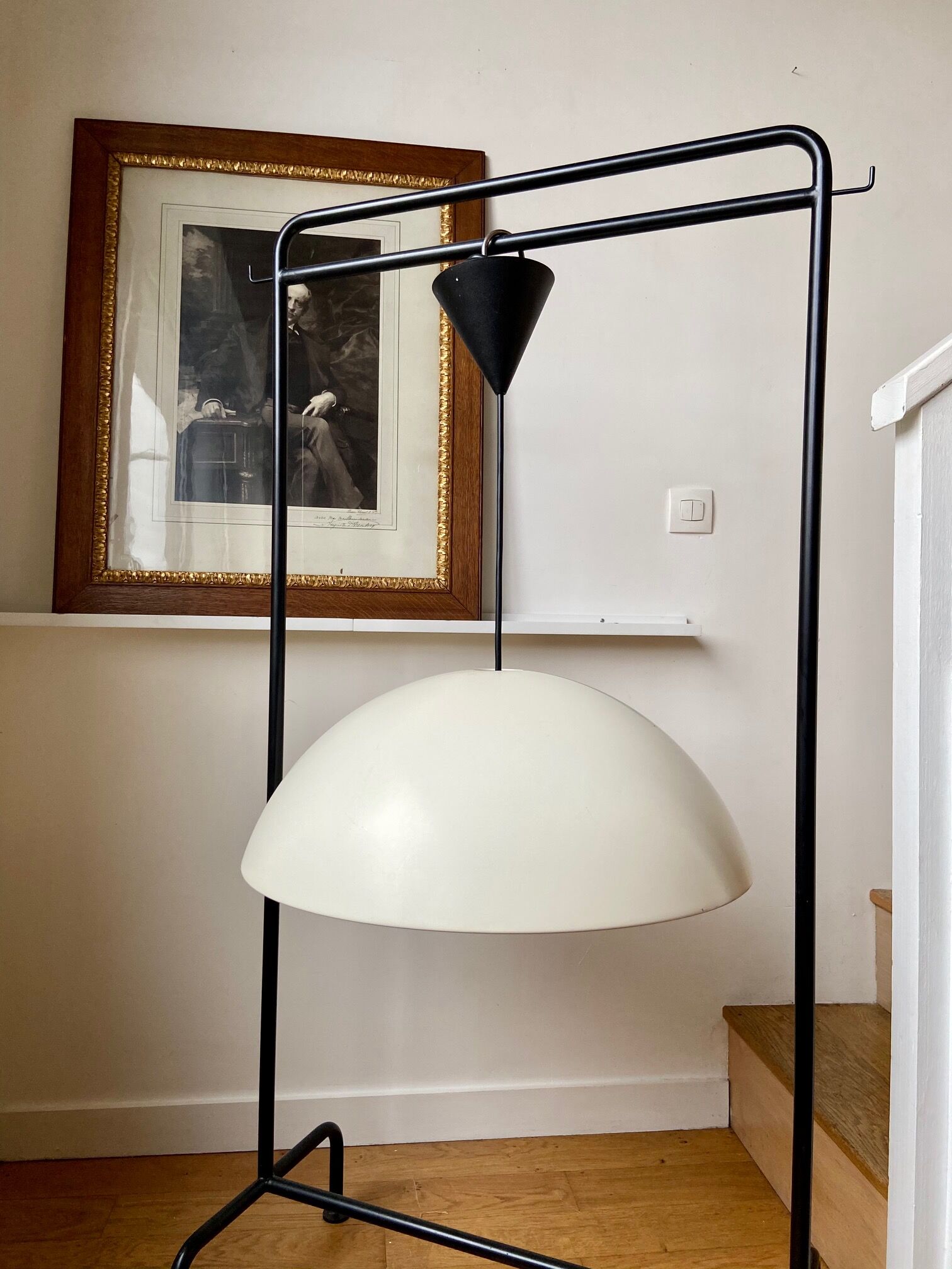 Industrial hanging lamp in white metal