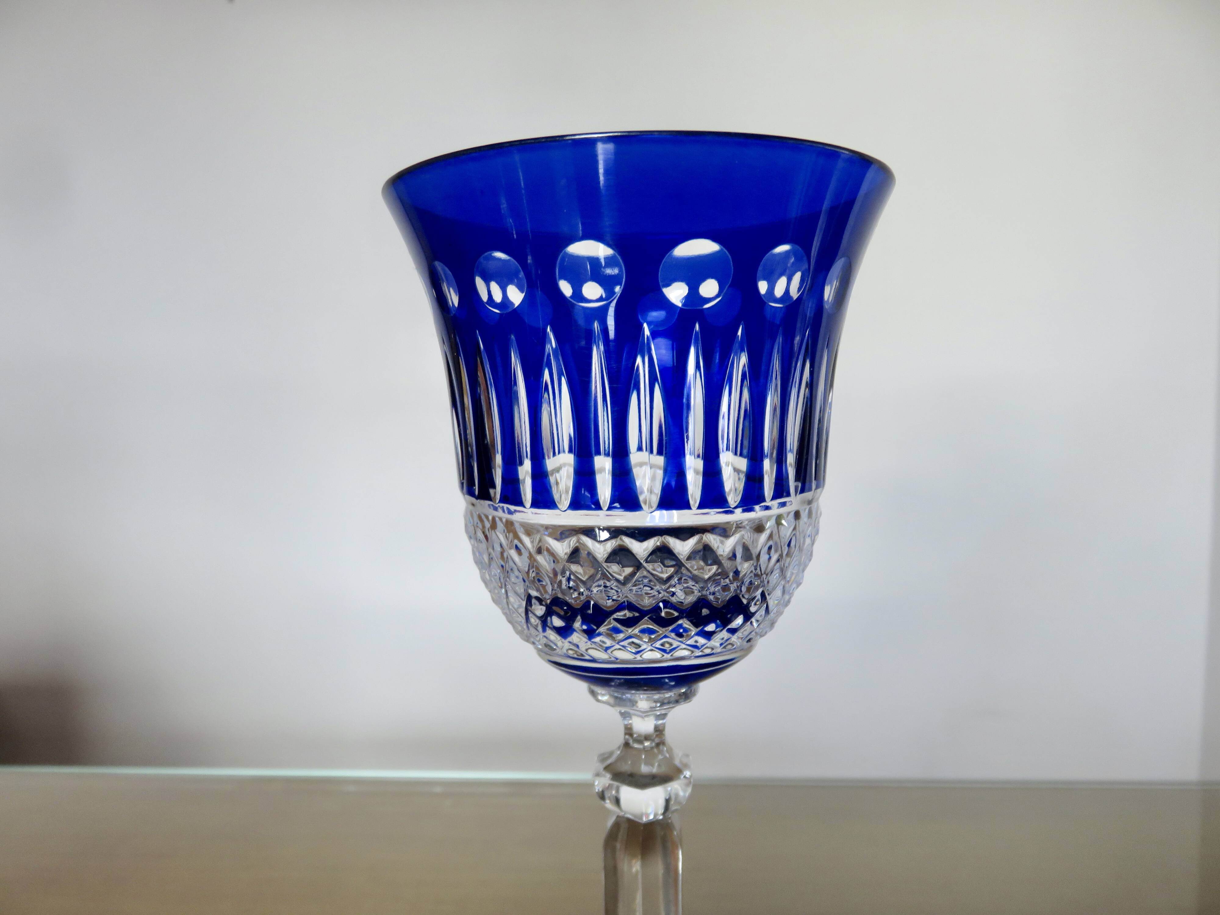 Set of 4 colored crystal wine glasses