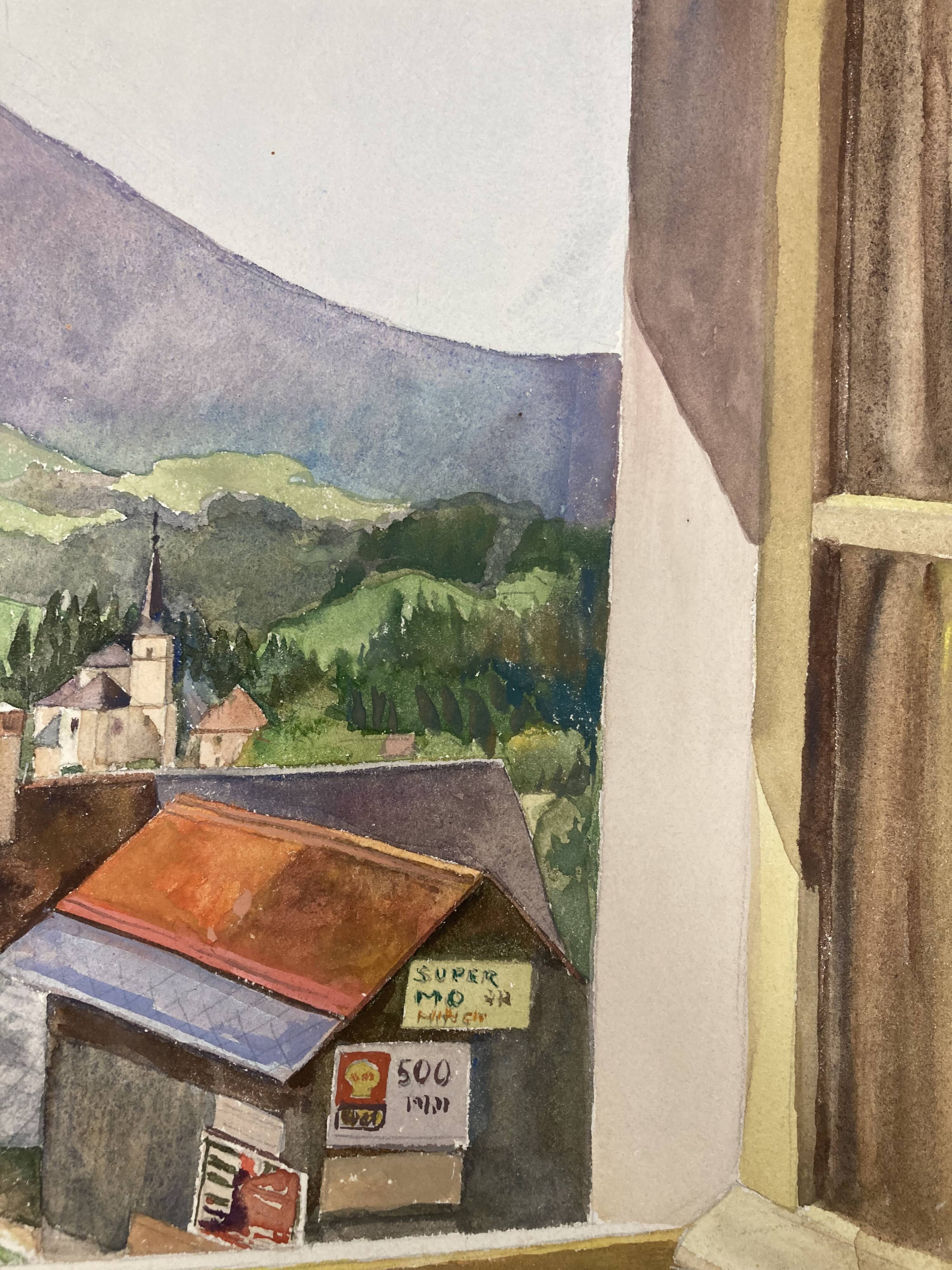 Watercolor mountain landscape