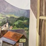 Watercolor mountain landscape