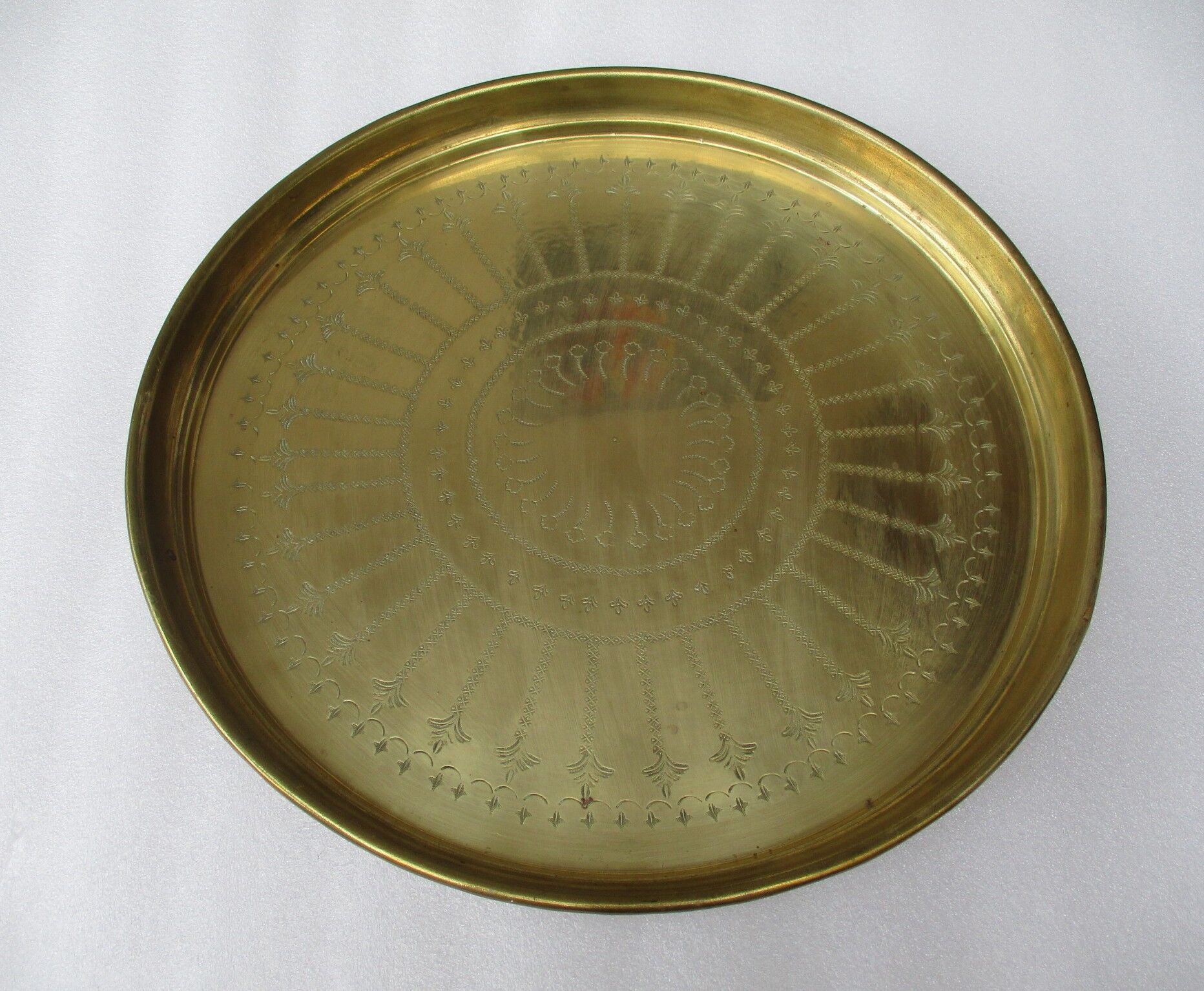 Large chissed brass serving tray