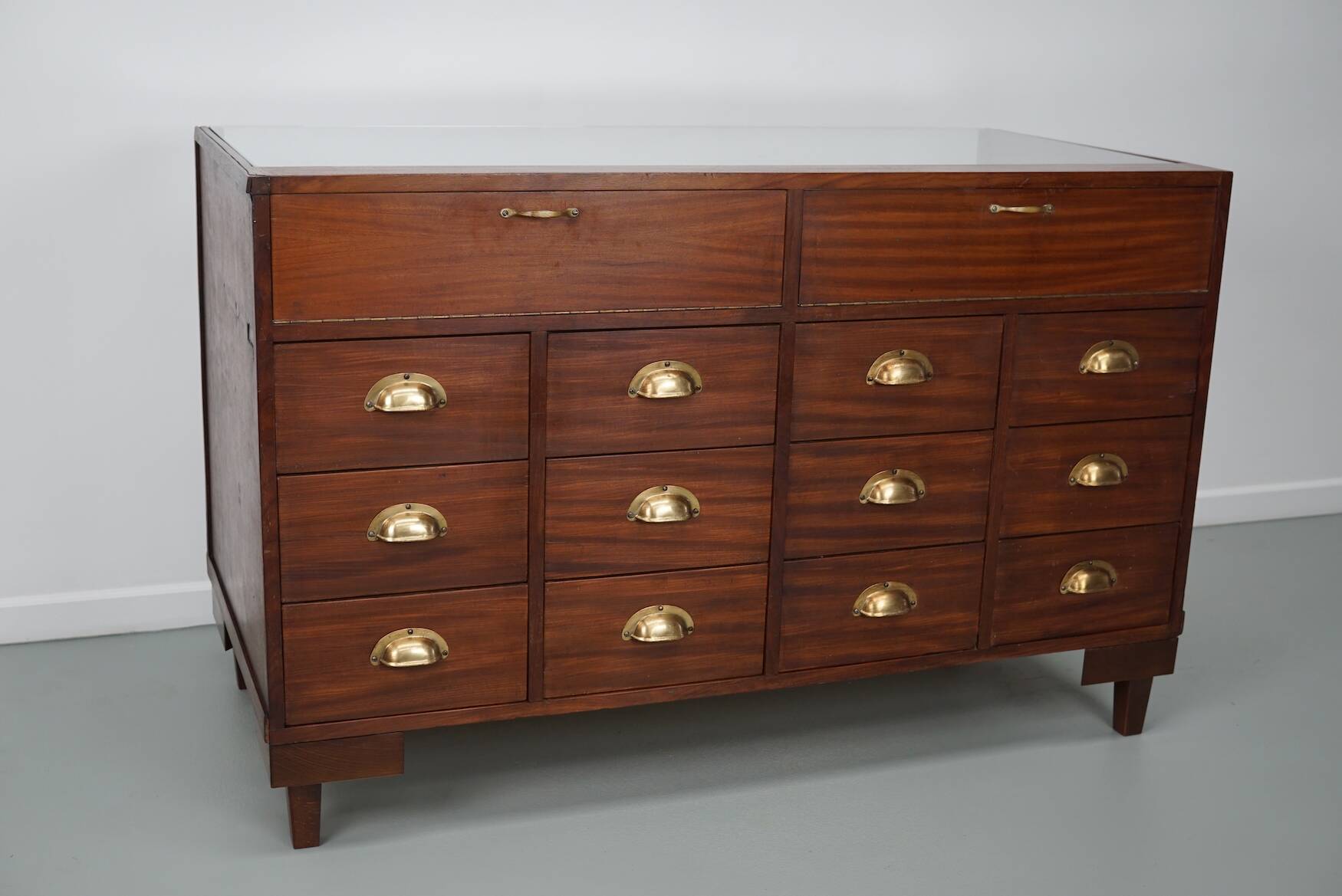 Vintage oak haberdashery cabinet or shop counter, 1950/60