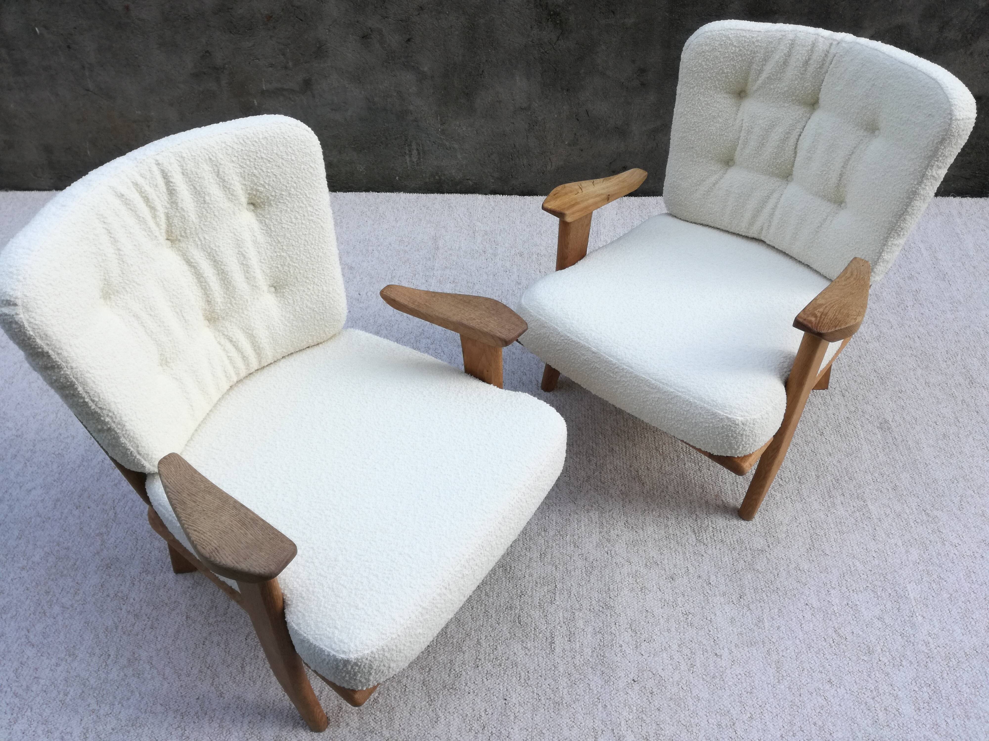 Paire de fauteuils en chêne par Guillerme et Chambron pour Votre Maison, 1960