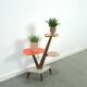 Hoge vintage plantentafel met messing en formica, plantenrek