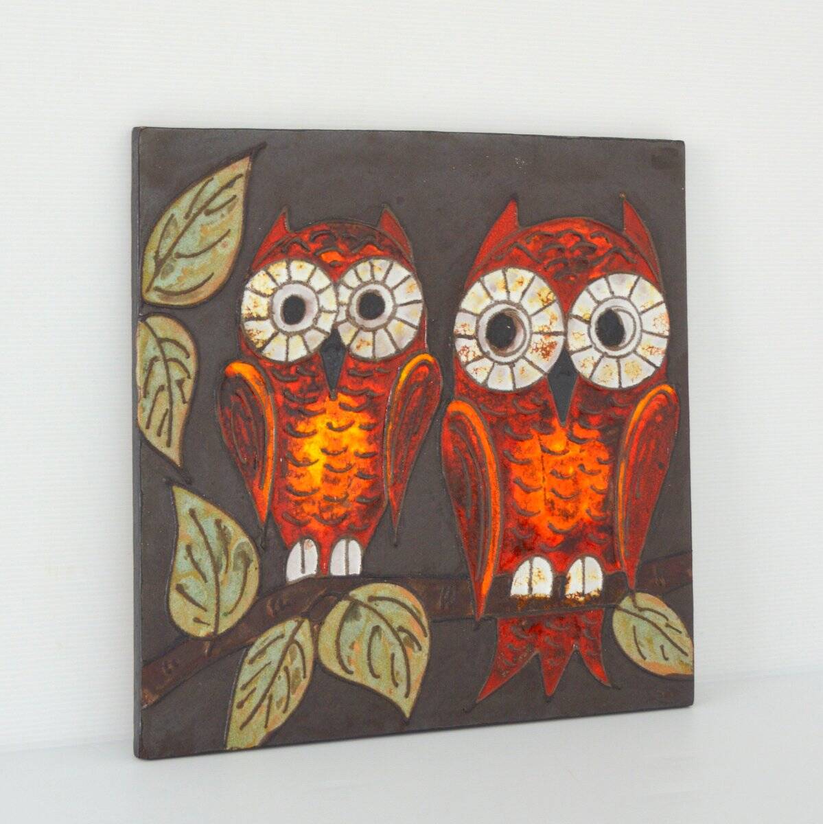 Wall decoration Owls in ceramic relief from the 60s / 70s