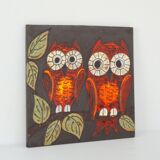 Wall decoration Owls in ceramic relief from the 60s / 70s