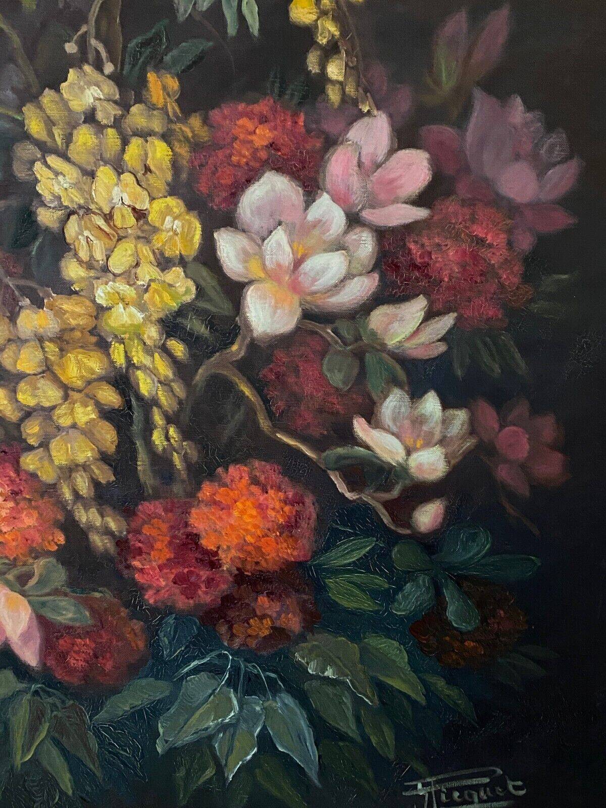 Oil on canvas by Picquet still life bouquet of flowers 1930