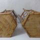 Set of 2 vintage rattan stools
