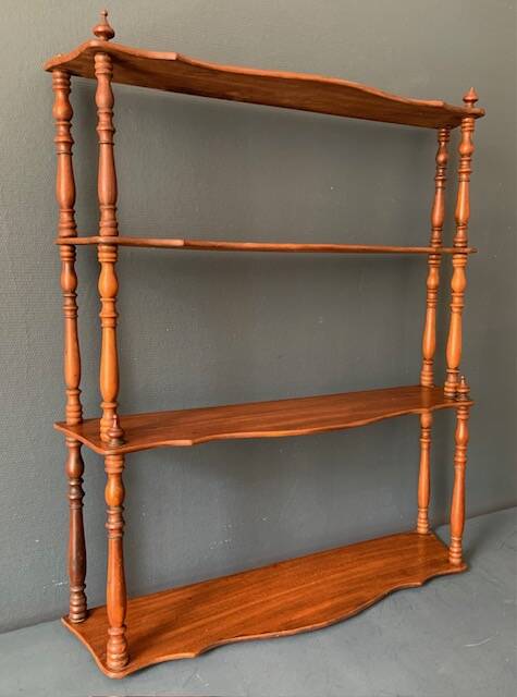 Large old wall shelf in turned wood, Napoleon III / XIXth era