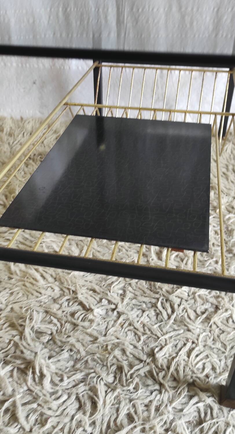 Modernist coffee table in metal and smoked glass - 50s/60s