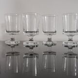 Set of 8 transparent Cavalier Luminarc liqueur glasses with vintage 70'S patterns