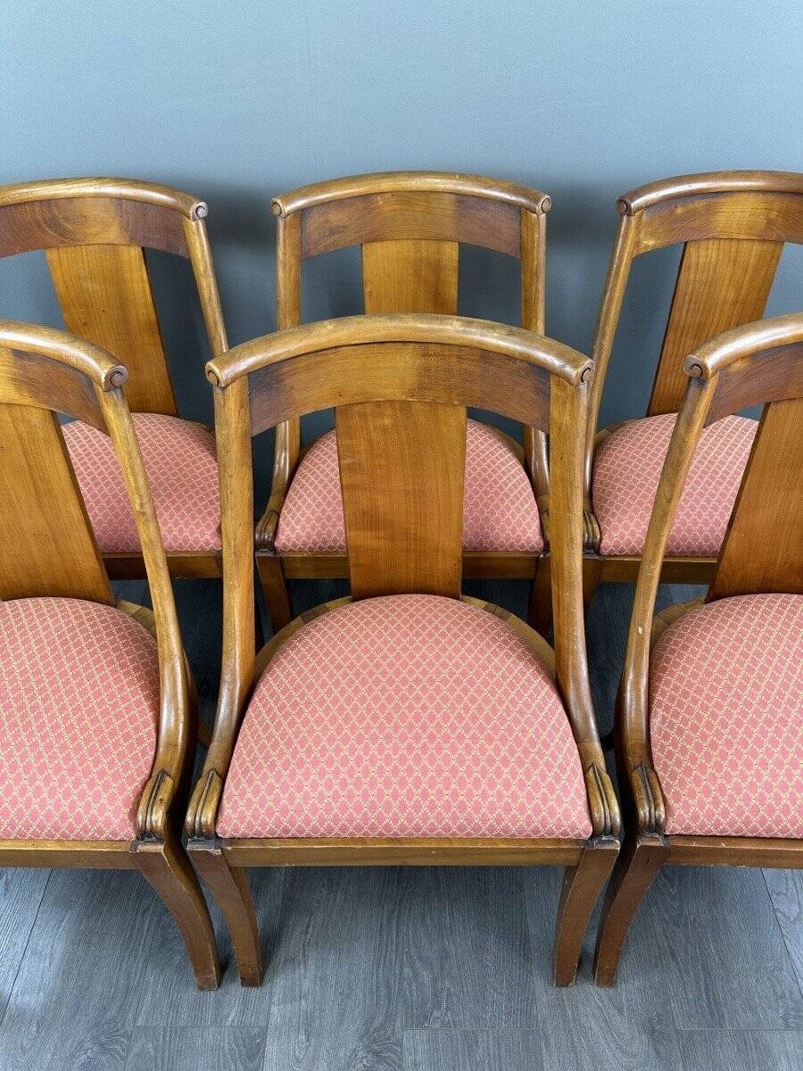 6 chaises gondole style Empire en bois, XXème siècle