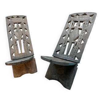 Deux Grandes chaises à Palabres Bambara (Mali) anciennes