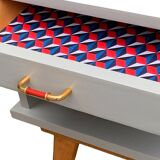 Pair of vintage 1950s compass foot bedside tables