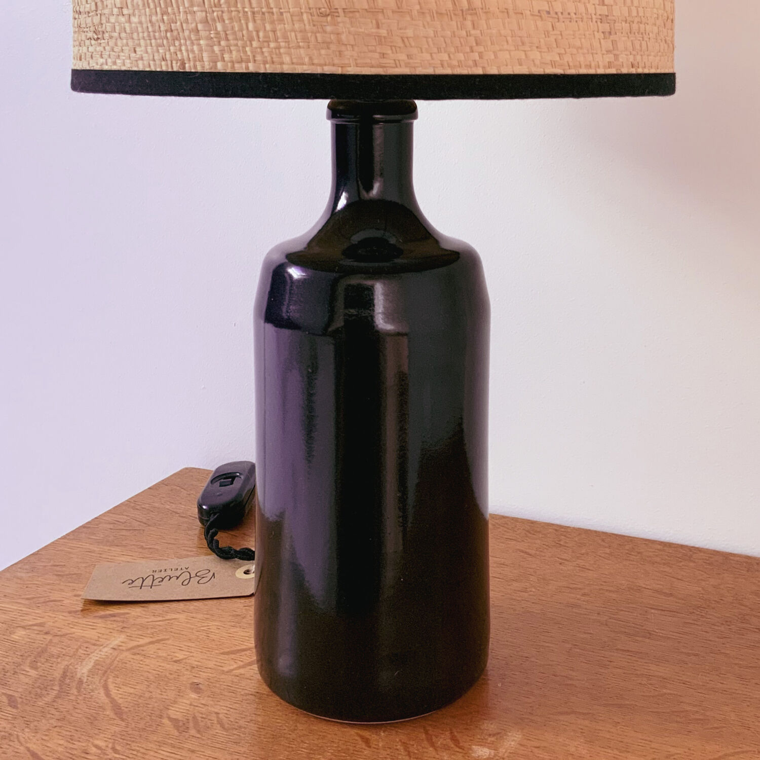 Sandstone and rabane lamp