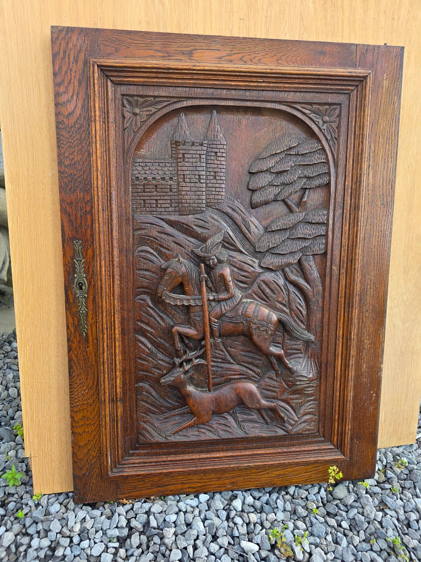 Carved oak solid wood door