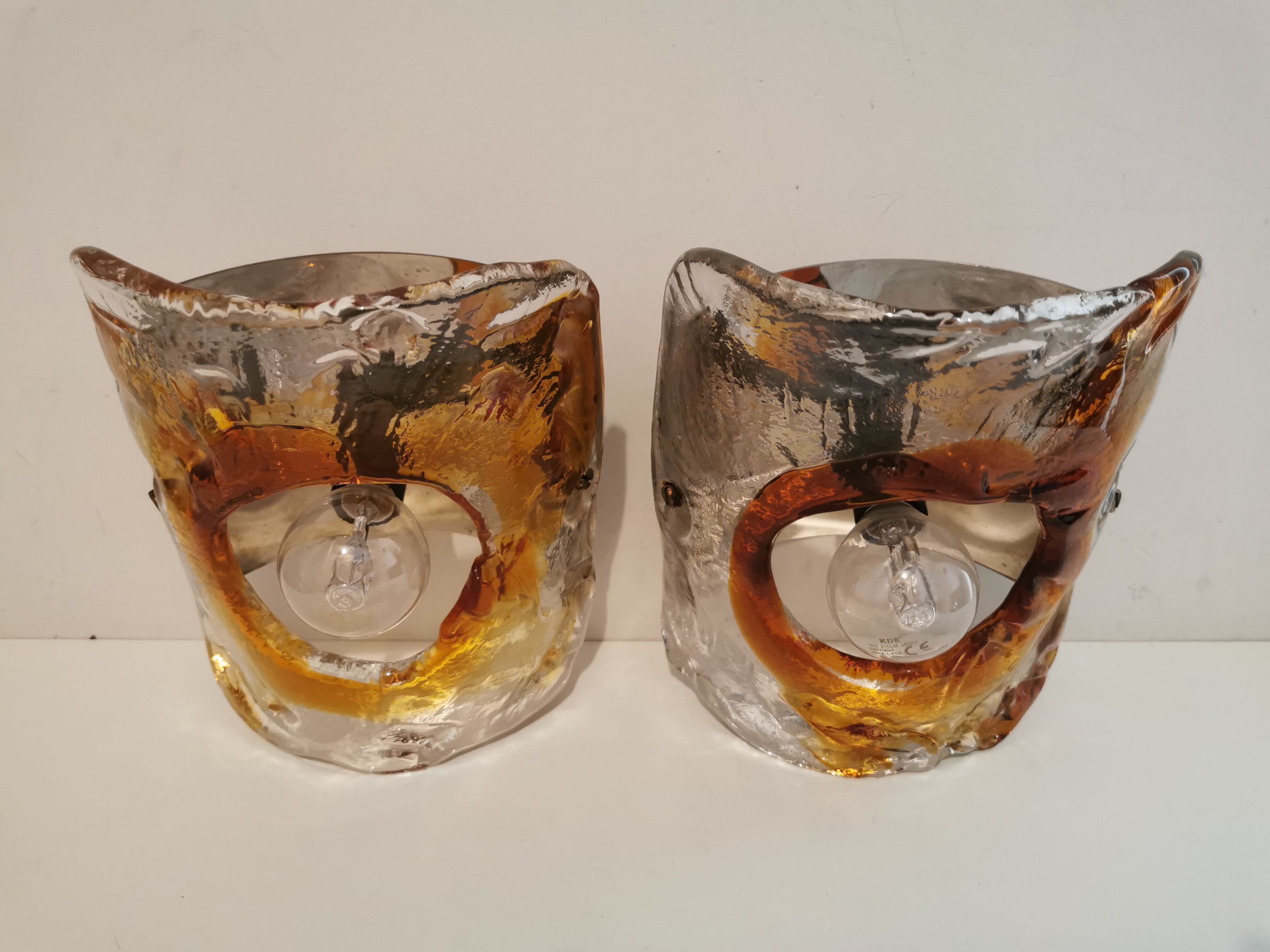 Pair of Murano glass sconces by Carlo Nason for Mazzega 70s