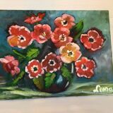 Painting bouquet of flowers oil on canvas signed