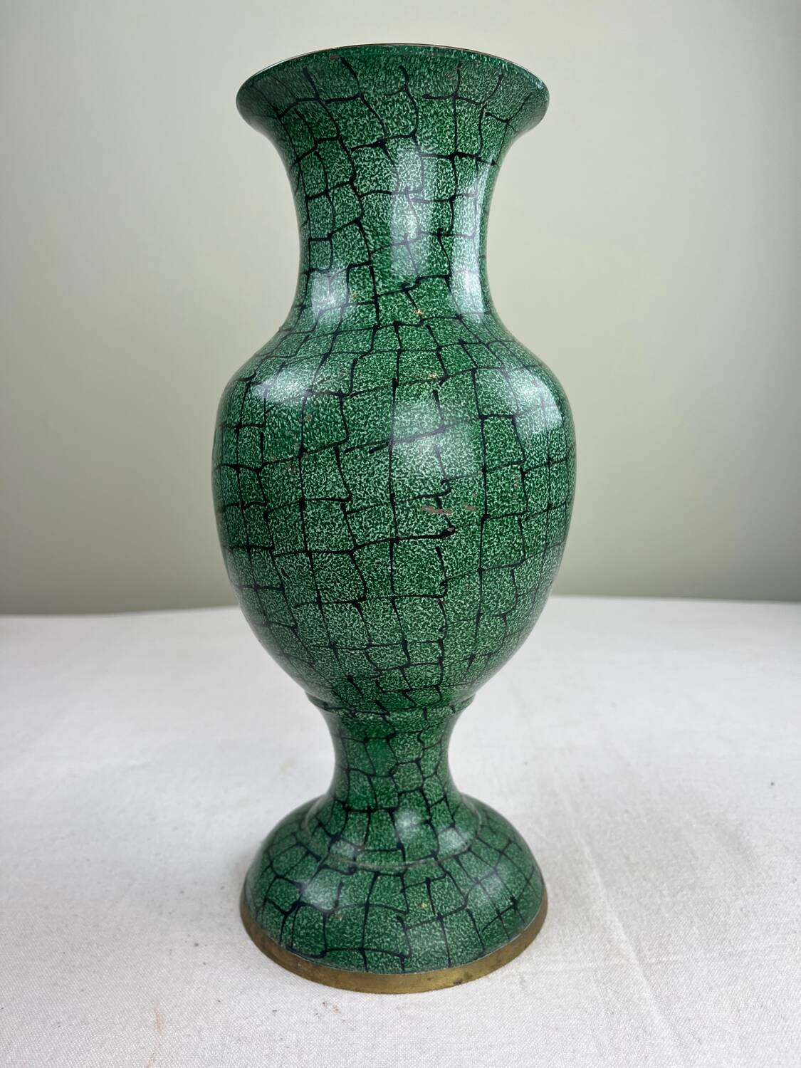 Decorated brass vase