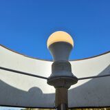 Wood and chrome tripod lamp