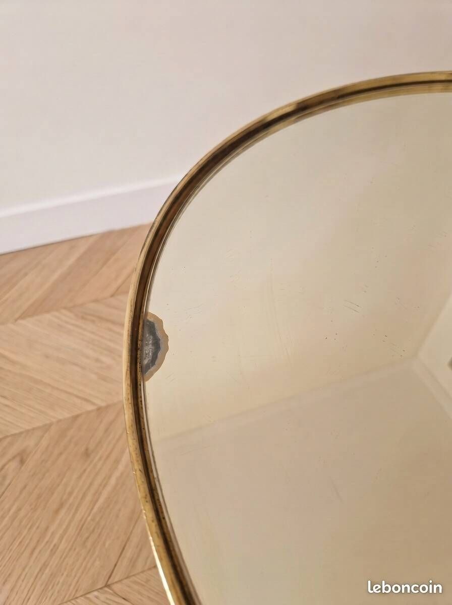 Round golden mirrored retro coffee table