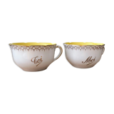 2 large Sarreguemines cups