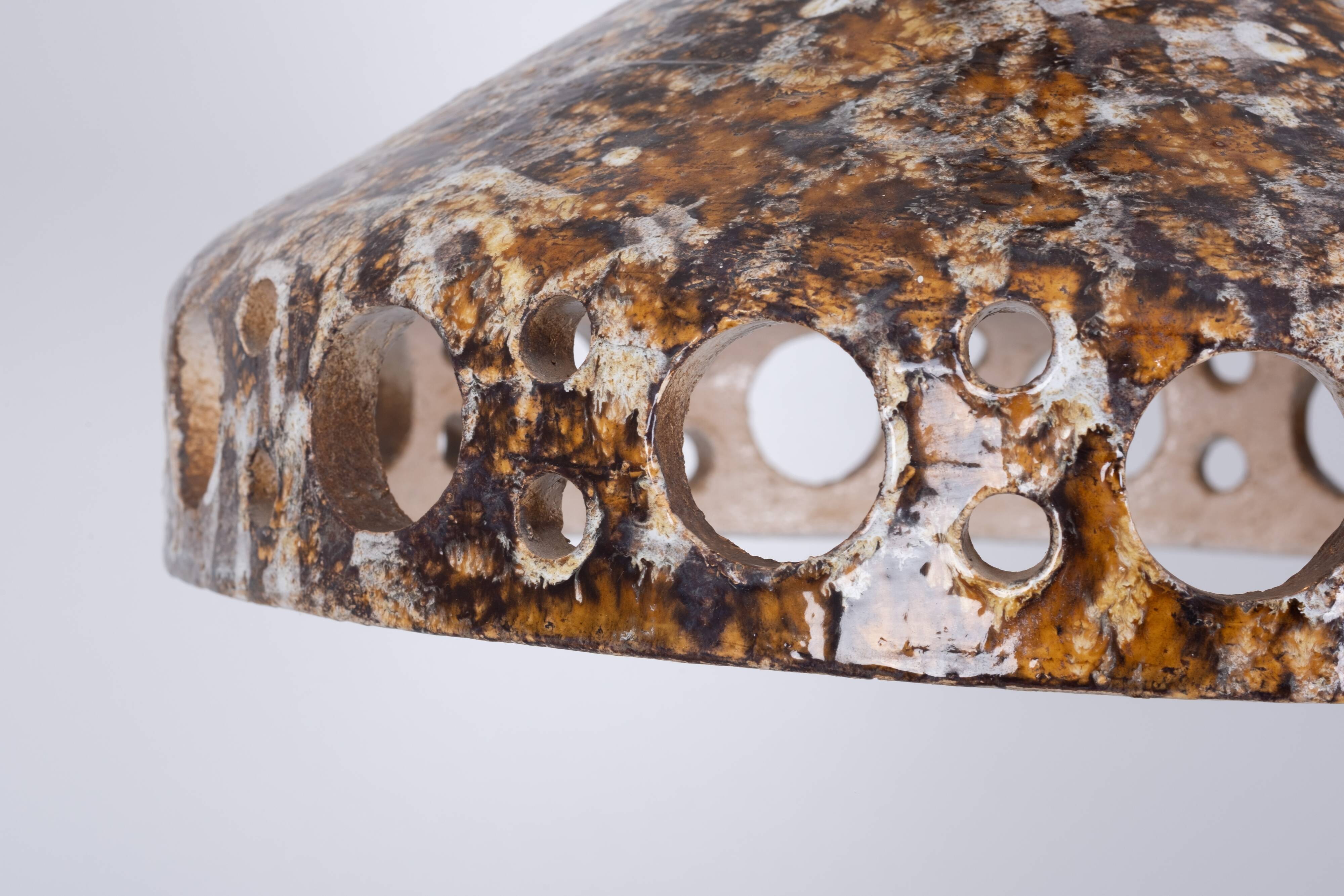 Flower power earth ware chandelier 1960