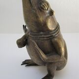 Vintage patinated brass sculptural frog 50-60s