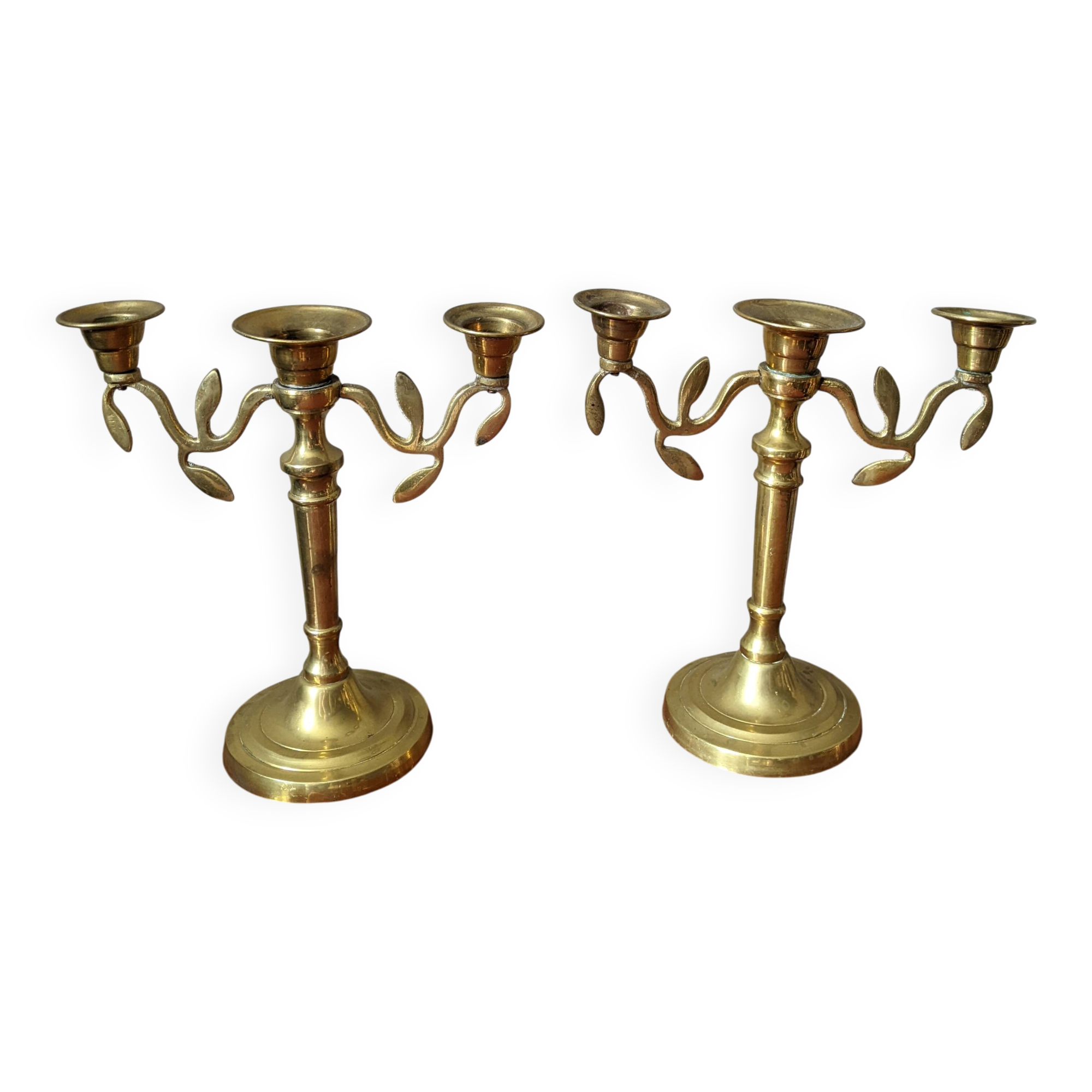 Pair of vintage bohemian country candlestick holders