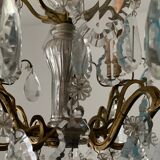 Bronze chandelier and crystal tassels, Louis XVI style
