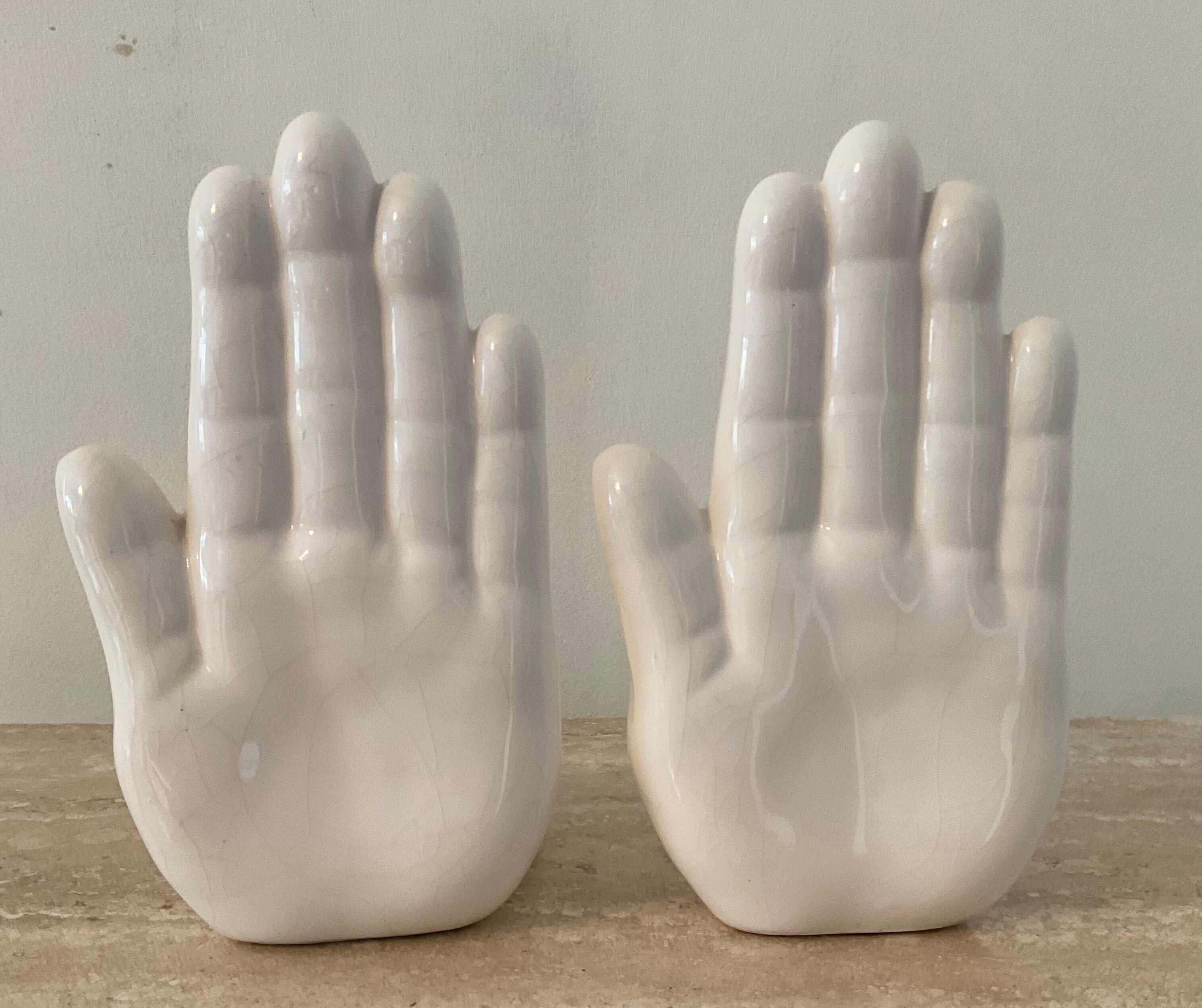 Pair of 70s ceramic hand ties