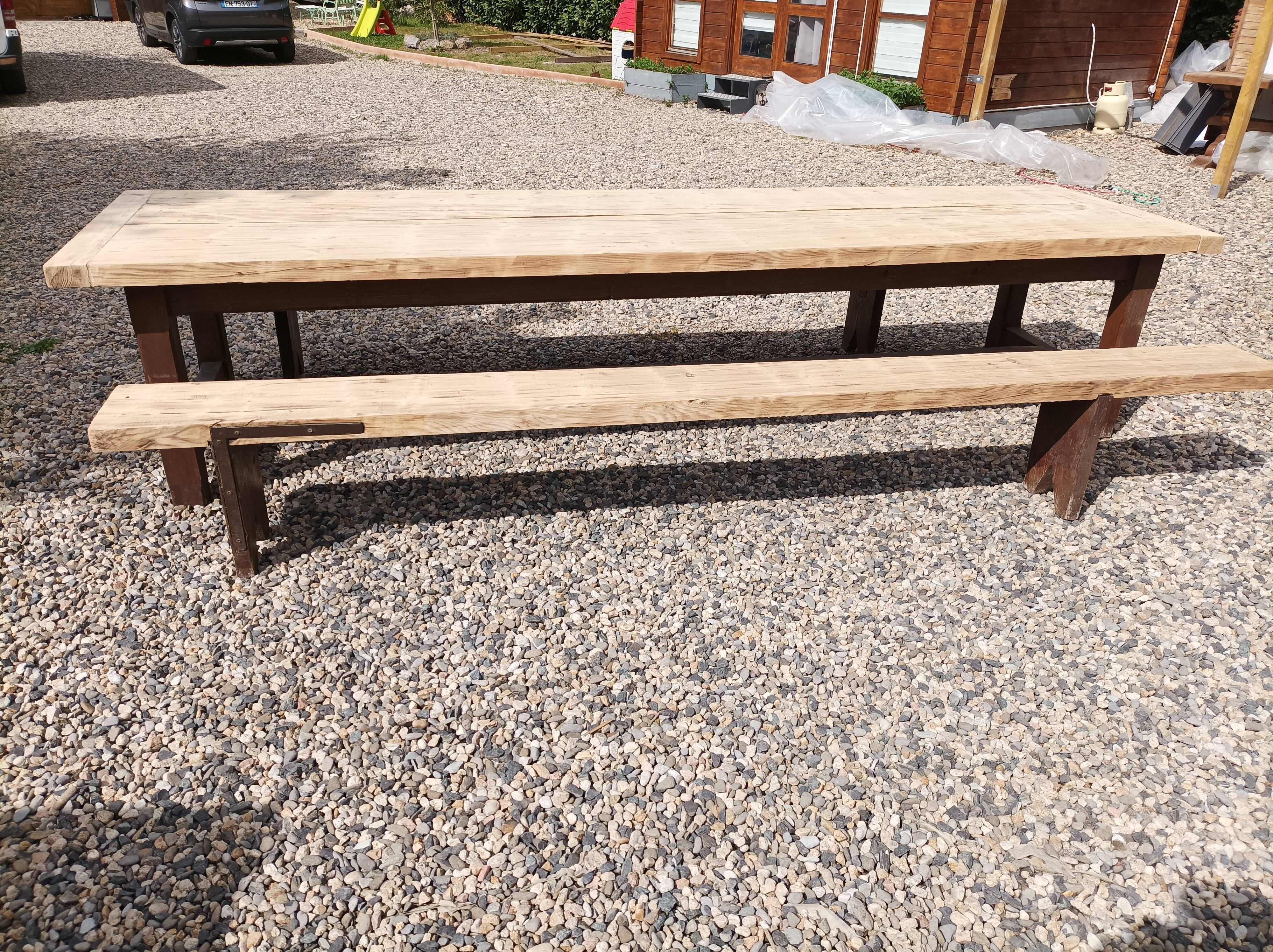 Fir farmhouse table with bench 3m42
