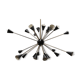 Sputnik 24 arms in black lacquered metal and brass chandelier